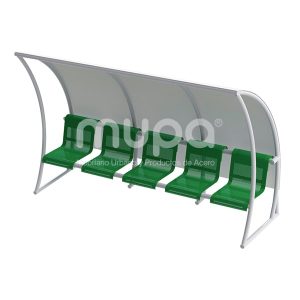 Diseño y fabricación TECHUMBRE CON BANCA PARA FUTBOL